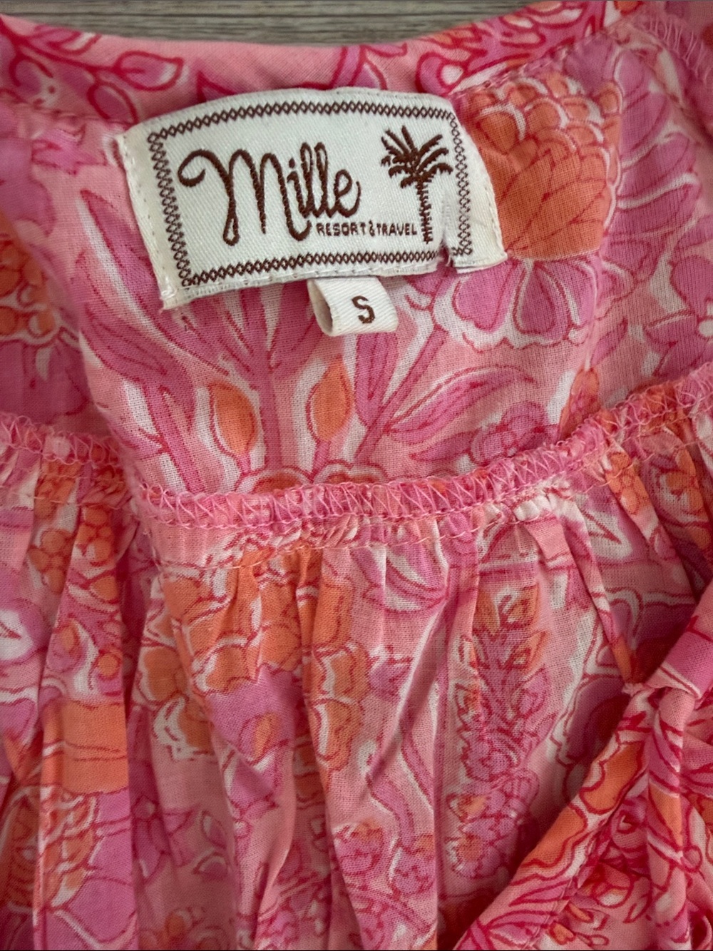 Millie Pink & Orange Floral Ruffle Tie Blouse - Picture 2 of 4